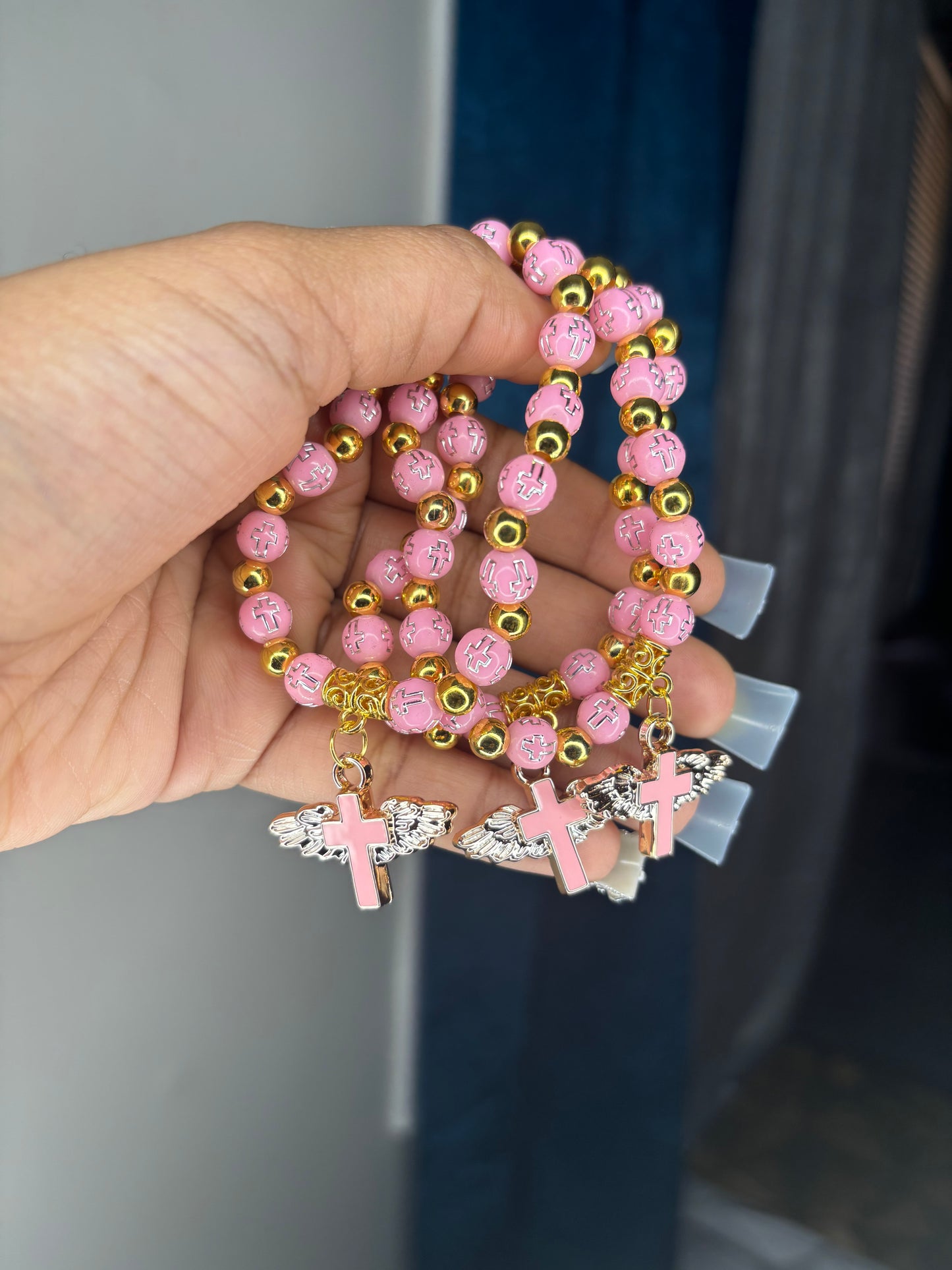 Pink Dangle Cross