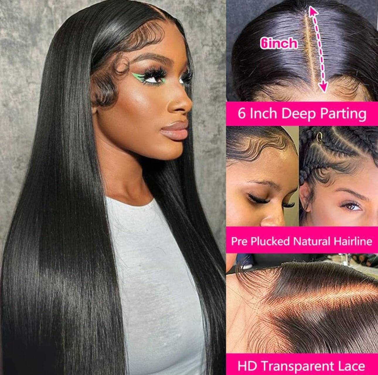 13x4 13x6 Lace Front Wigs Human Hair for Women 180 Density HD Transparent Straight Lace Front Wigs Human Hair