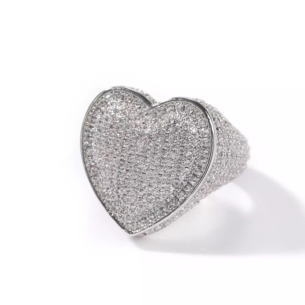 Bubbly Silver Heart Ring