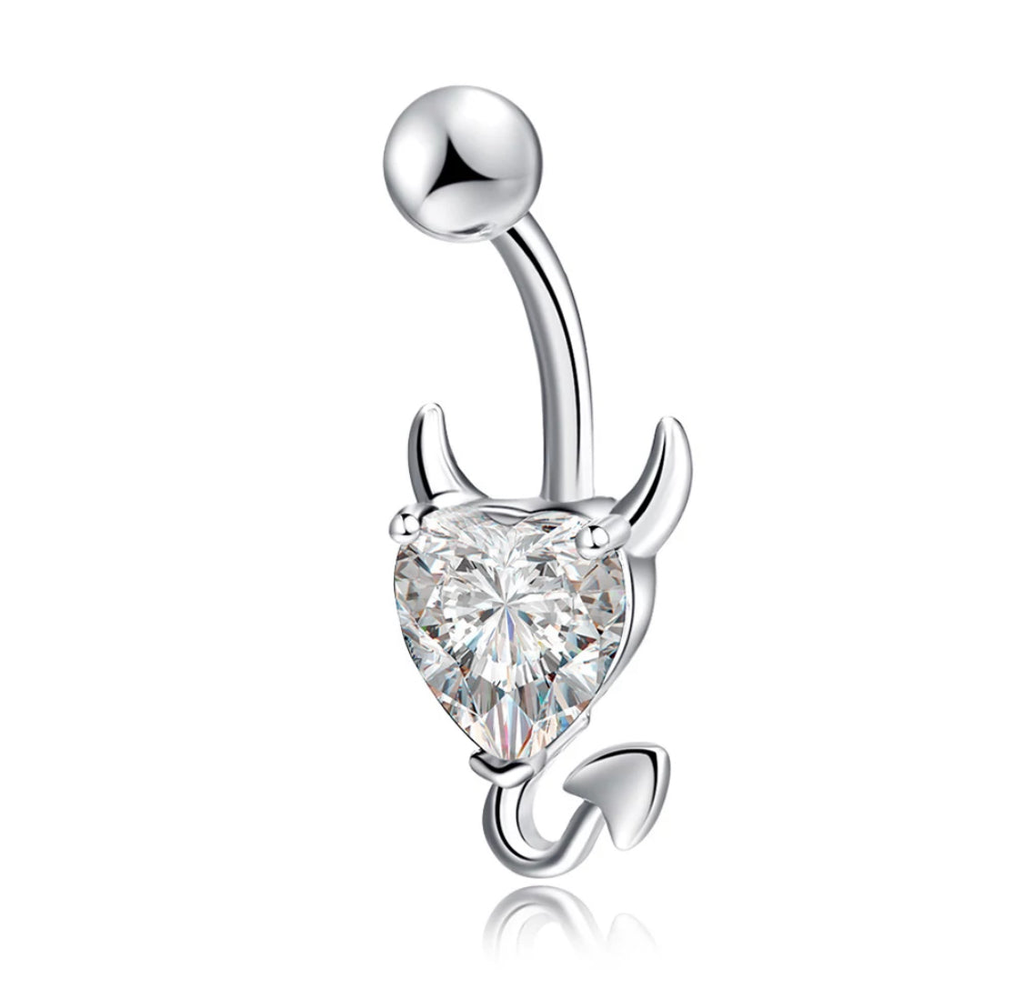 Silver Devil Belly Ring